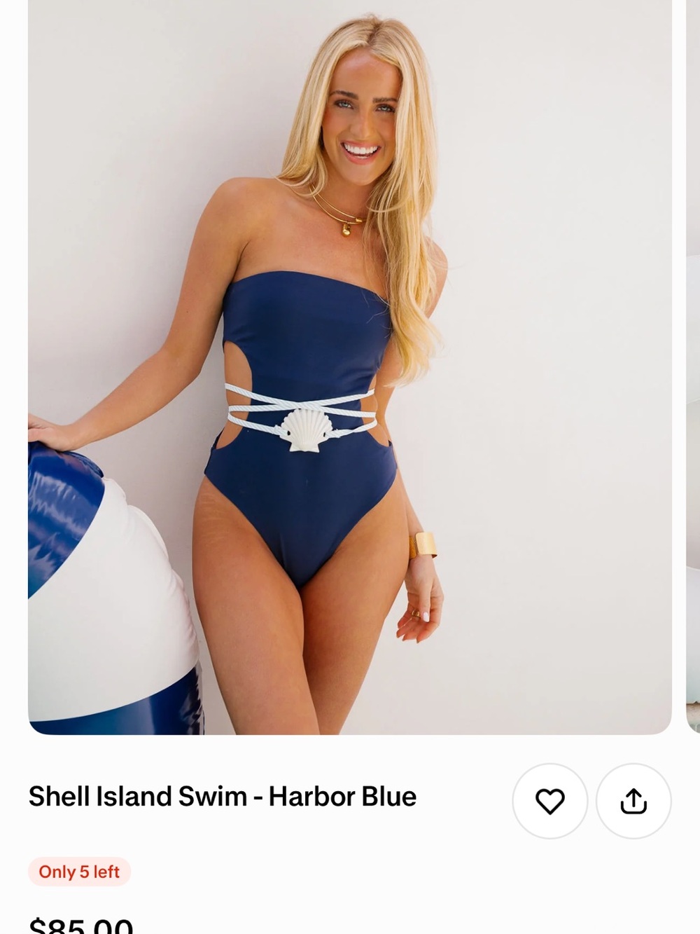 Shell Island Swim Harbor Blue Strapless One-Piece Swimsuit